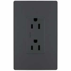 Legrand radiant 885TRGCC12 Duplex Outlet, 2 -Pole, 15 A, 125 V, Back, Side Wiring, NEMA: 5-15R, Grap