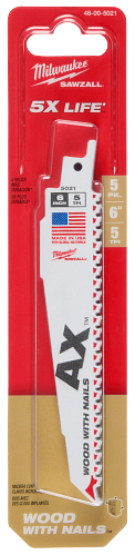 6" 5 TPI The Ax Sawzall Nail Embedded Wood Blade 5pc