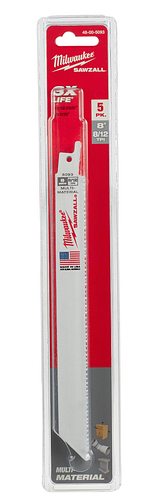 8" 8/12 TPI Sawzall Standard Multi-Material Blade 5pc