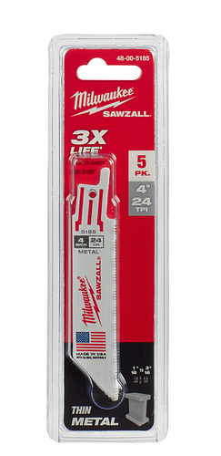 4" 24 TPI Sawzall Standard Metal Blade 5pc