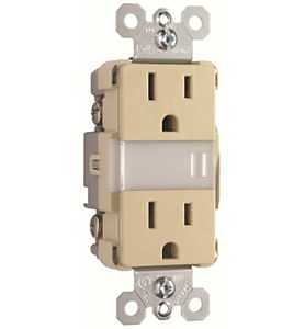 Legrand Radiant Series NTL885TRICC6 Nightlight with Outlets, 15 A, 120/125 V, LED Lamp, Ivory