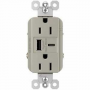 Legrand radiant R26USBAC6NICCV4 USB Outlet, 15 A, 125 V, Type A, C USB, NEMA: NEMA 5-15R, Nickel