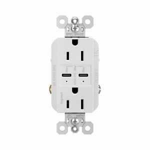 Legrand radiant Series R26USBPDWCC6 Outlet, 2-Pole, 15 A, 125 V, 2-USB Port, USB-C USB, NEMA: NEMA 5
