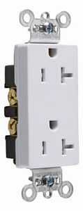 Pass & Seymour TR26352WCC8 Duplex Receptacle, Nylon, White, 2-Pole, 20 A, 125 V, NEMA: 5-20R, 14 to 