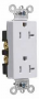 Pass & Seymour TR26352WCC8 Duplex Receptacle, Nylon, White, 2-Pole, 20 A, 125 V, NEMA: 5-20R, 14 to