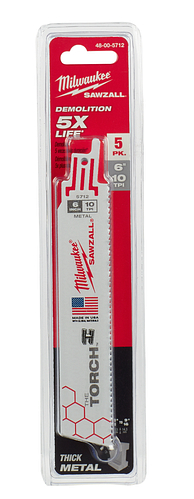 6" 10 TPI TORCH SAWZALL Metal Demolition Blades 5pc