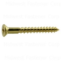 #6 x 1-1/4" Brass Phillips Flat Head Wood Screws