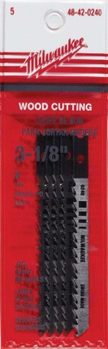 3-1/8" 8TPI U-Shank Wood High Carbon Steel Jig Saw Blades 5pc