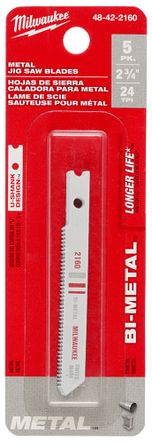 2-3/4" 24TPI U-Shank Metal Cutting Bi-Metal Jig Saw Blades 5pc