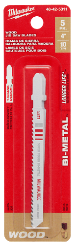 4" 10TPI T-Shank Wood Bi-Metal Jig Saw Blades 5pc