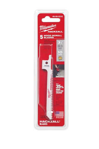 3-1/2" 10TPI Hackzall Blade-Wood Scroll Blades 5pc