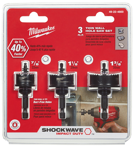 SHOCKWAVE Thin Wall Hole Saw Set 3pc