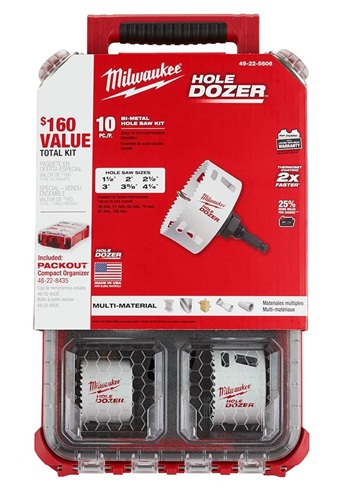 HOLE DOZER Bi-Metal Hole Saw Kit with PACKOUT Compact Organizer Kit 10pc