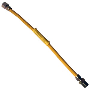 3/8 Inch X 18 Gas Appliance Connector, Flexible Stainless Steel, Safety Coating, 1/2 Inch Inch Pipe 