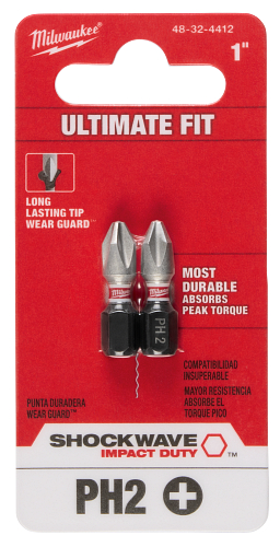 SHOCKWAVE Impact Duty 1" Phillips #2 Insert Bits 2pc