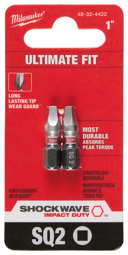SHOCKWAVE Impact Duty 1" Square Recess #2 Insert Bits 2pc