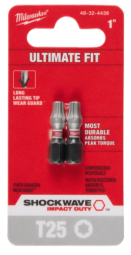 SHOCKWAVE Impact Duty 1" TORX T25 Insert Bits 2pc
