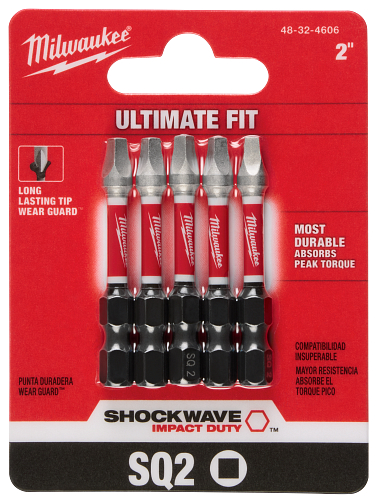 SHOCKWAVE Impact Duty 2" Square Recess #2 Power Bits 5pc