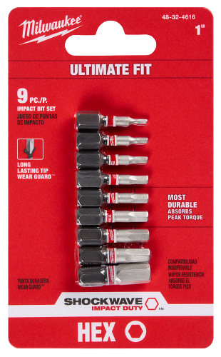 SHOCKWAVE Impact Duty 1" Hex Insert Bit Set 9pc