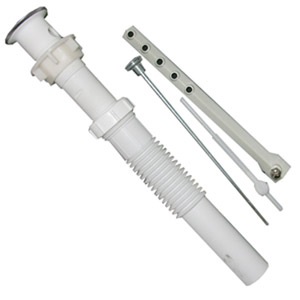 1-1/4 Inch White Plastic,With Chrome Plated Exposed Trim,And Flexiblle/Extendable Tailpiece  