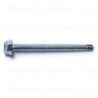 #8-18 x 2" Zinc Plated Steel Hex Washer Head Self-Drilling Screws