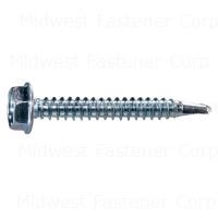 #10-16 x 1-1/2" Zinc Plated Steel Hex Washer Head Self-Drilling Screws