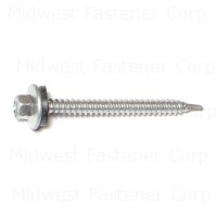 #10-14 x 2" Silver Ruspert Coated Steel Hex Washer Head Pole Barn Self-Drilling Screws