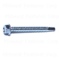 #12-14 x 2" Zinc Plated Steel Hex Washer Head Self-Drilling Screws
