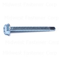 #10-16 x 2" Zinc Plated Steel Hex Washer Head Self-Drilling Screws