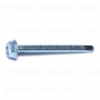 #10-16 x 2" Zinc Plated Steel Hex Washer Head Self-Drilling Screws