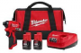 Milwaukee M12 3450-22 Subcompact Impact Driver Kit, Battery Included, 2 Ah, 1/4 in Drive, Hex Drive,