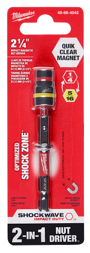 SHOCKWAVE Impact Duty 1/4� and 5/16� x 2-1/4� QUIK-CLEAR 2-in-1 Magnetic Nut Driver