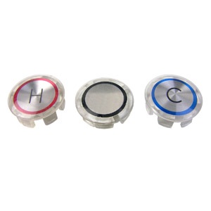 Faucet Handle Index Buttons, Hot And Cold, Clear Acrylic, 13/16-Inch Od X 3/4-Inch Id, Fits Kohler T