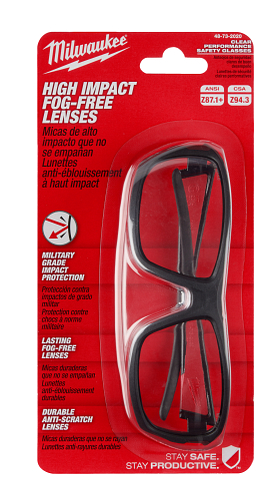 Performance Safety Glasses - Clear Fog-Free Lenses