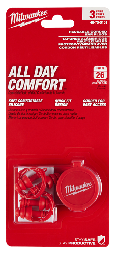 Reusable Corded Earplugs 3pc