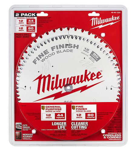 12" 44T + 80T Circular Saw Wood Cutting Blades 2pc