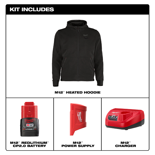 Milwaukee M120 Heated Hoodie Kit - Black Large