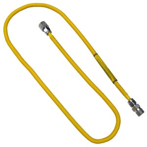 3/8 InchX 60 Inch Gas Appliance Connector, Flexible Stainless Steel, Safety Coating, 1/2 Inch Inch P