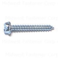 #8 x 1-1/4" Zinc Plated Steel Slotted Hex Washer Head Sheet Metal Screws