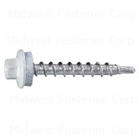 #10-14 x 1-1/2" White Painted Steel Hex Washer Head Pole Barn Self-Drilling Screws
