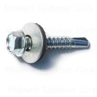 #12-14 x 1-1/4" Zinc Plated Steel Hex Bonded Washer Head Self-Drilling Screws
