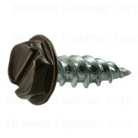 #7 x 1/2" Brown Painted Zinc Plated Steel Slotted Hex Washer Head Gutter Screws