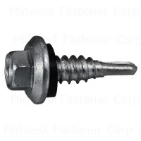 1/4" x 7/8" Painted Silver Zinc Plated Steel Hex Head Stitch Screws