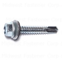 #14-14 x 1-1/2" Zinc Plated Steel Hex Bonded Washer Head Self-Drilling Screws