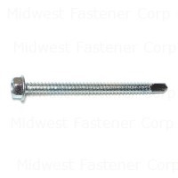 #14-14 x 3" Zinc Plated Steel Hex Washer Head Self-Drilling Screws