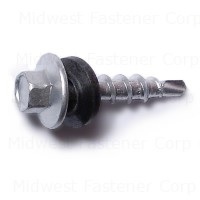 #10-14 x 1" Silver Ruspert Coated Steel Hex Washer Head Pole Barn Self-Drilling Screws