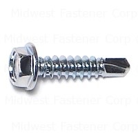 #8-18 x 3/4" Zinc Plated Steel Hex Washer Head Self-Drilling Screws
