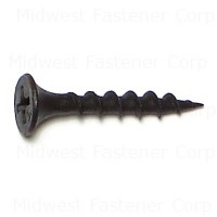 #6 x 1" Black Phosphate Steel Coarse Thread Phillips Bugle Head Drywall Screws