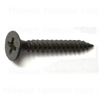 #6 x 1-1/8" Black Phosphate Steel Fine Thread Phillips Bugle Head Drywall Screws