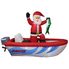 Hometown Holidays 90521 Inflatable Santa Boat, Blue/Red/White, Super Lights Bulb